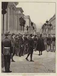 Funérailles du président Carnot, dimanche 1er juillet, le nouveau président quittant l